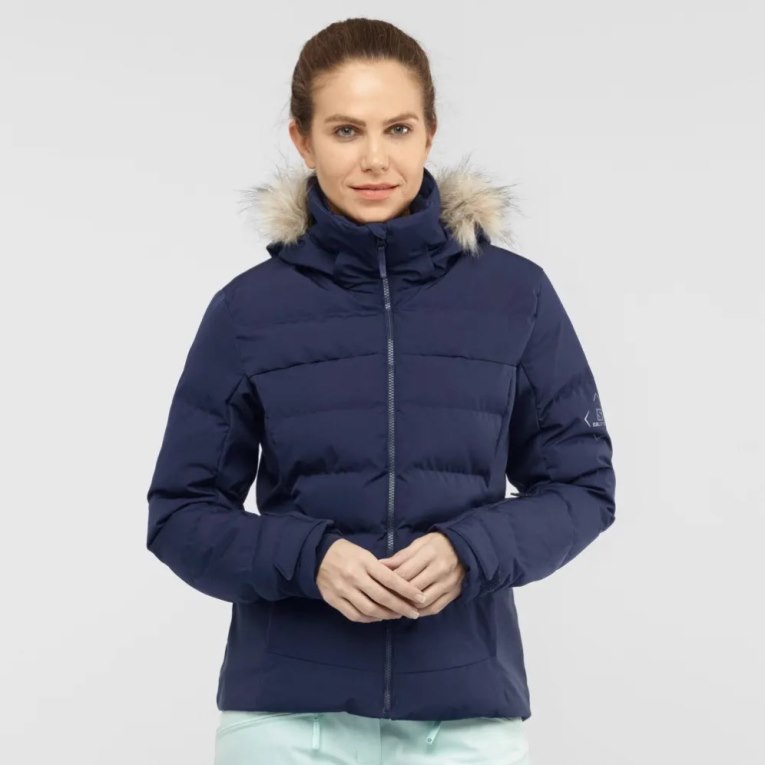 Chaquetas De Esquí Salomon Stormcozy Insulated Hoodie Mujer Azul Marino | MX ILBU715